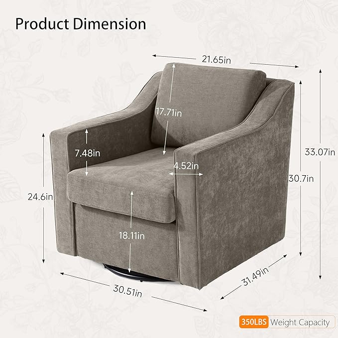Swivel Accent Chairs Set of 2 Mid Century Round Barrel Arm Chair for Living Room Comfy Chenille Club Single Sofa Chair for Bedroom-Sand
