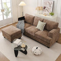 85'' L Shaped Couch with Armrest Organizer3 Seats Sofas with Movable OttomanComfy Sectional Sofa with Thick CushionChenille Sectional Couches for Living RoomBedroomApartmentHome FurnitureBrown