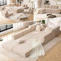 102 Upgraded L-shaped Modular Sectional Couches for Living Room Convertible Oversized Sleeper Sofa Bed-Luxury 1.5 Queen Bed. 11-in-1 Multifunctional Corduroy Boneless Folding Futon Couch Beige.