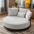 Anwick 52'' Oversized Round Swivel Chair360° Swivel Chair with Adjustable Phone Holder and 4 Pillows Upholstered Couples Chair with Rotating Pulley for Living Room Bedroom Lounge Hotel (Gray)