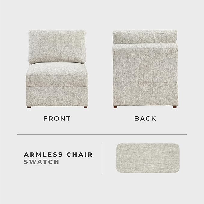 Lexicon Modular Sectional Sofa Module for Sectional Couch Armless Chair Removable Back Cushion Cover Microfiber Sand