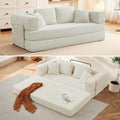 All-in-1 Folding Convertible Sofa Bed Boneless Futon Floor Couch Corduroy Fold Out Modular Lounge Comfy Loveseat Sleeper Lazy Cama for Living Room Bedroom Guestroom Beige（Wide Stripes）