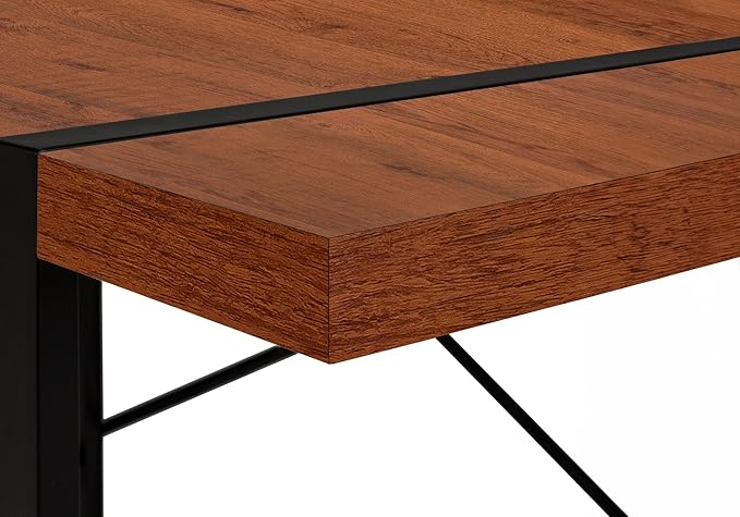 Computer Desk Home Office Laptop 48 l Work Brown Laminate Black Metal Contemporary Modern