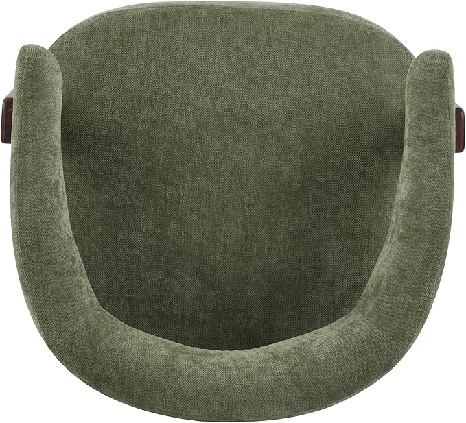 Christopher Knight Home Zax Modern Accent Chair for Living Room Upholstered Lounge Chair Indoor with Wooden Frame Comfy Reading Seating with 3 Legs Design Armchair with Cushion Green + Walnut