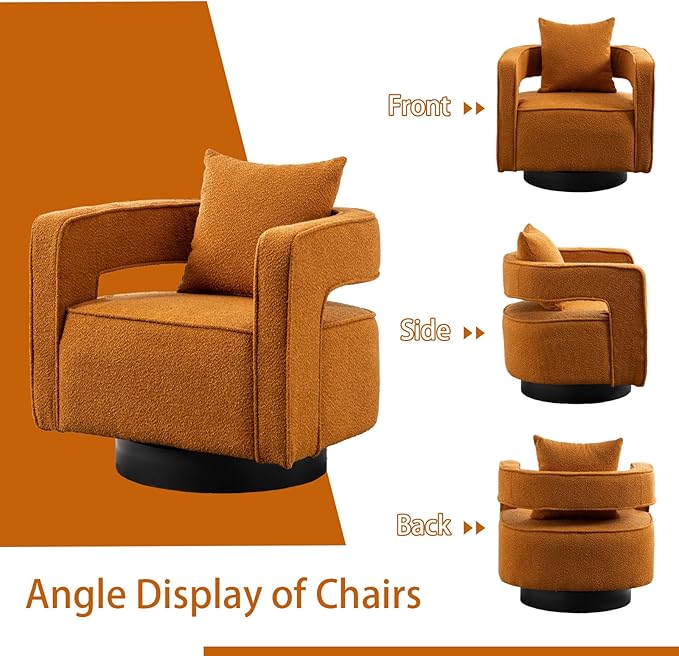 Chifee &amp Vingol 28.9 Boucle Modern Swivel Accent Barrel Chair Set of 2Caramel