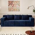 Boneless Couches for Living Room 71 Modern 3 Seater Sofa with Deep Seat Comfy Cloud Sofa with Corduroy Fabric No Assembly Couch Couches for Bedroom Dorm Apartment (Blue)