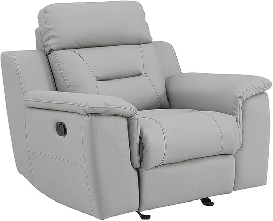 Blackjack Furniture Walker Leather Match Upholstered Reclining Living Room Chair Lava Gray