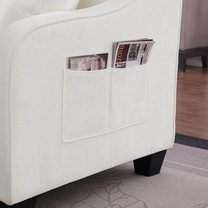 Modern Double Sofa Chaise Longue with Irregular Armrests and Backrests Footrest with Storage Space Sofa Bed for Living Room Bedroom Office (Beige/D1)