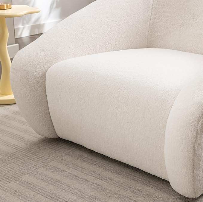 Modern Swivel Accent Chair 39 Oversized Single Sofa Chair360 Degree Swivel Barrel Chairs Upholstered Lesisure Armchair for Living Room Bedroom Cream White