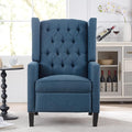 Fabric Wingback Recliner Chair for Adults Blue Accent Chair Living Room Upholstered Mid-Century Modern Recliner Tufted Armchair Reclining Reading Arm Chair 27 Wide