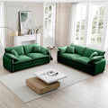 Aoowow 2 Pieces Modular Sectional Sofa Set of Loveseat CouchModern Corduroy Comfy Cloud Deep Seat Couches Set with 4 Throw Pillows and 4 Arm Pillows for Living Room Apartment(Green)