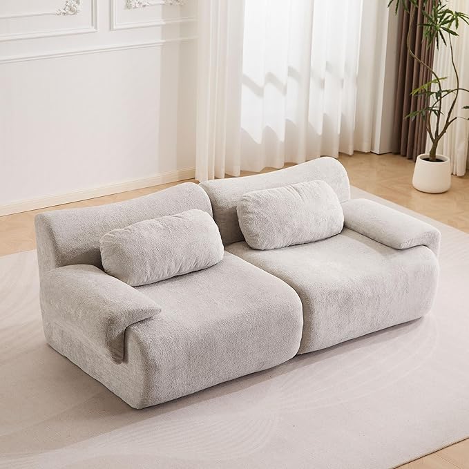 79.6 Boneless Couches for Living Room Set Cloud Modular Sectional Sofa in a Box Memory Foam Modern Couch Big Comfy Compressed Sofas Loveseat for Small Spaces Bedroom Apartment Ash Grey