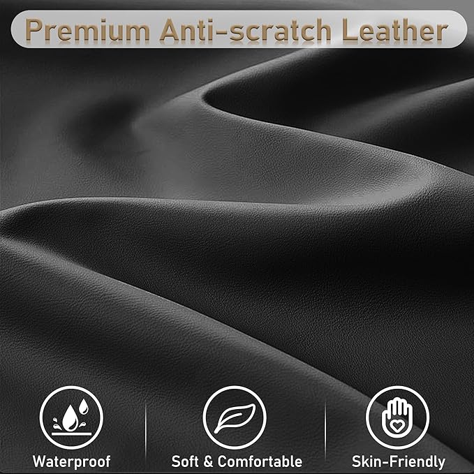 Faux Leather Reclining Loveseat Manual Double Love Seat Recliner RV Loveseat Recliner with Side Pockets for Living Room Home Theater Black