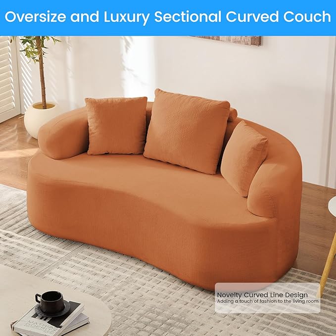 PUREMIND 67 Couches for Living Room Boneless Comfy Modern Sofa Cloud Sectional Modern Sleeper Couch with Chaise for Bedroom Apartment No Assembly Required (Orange)