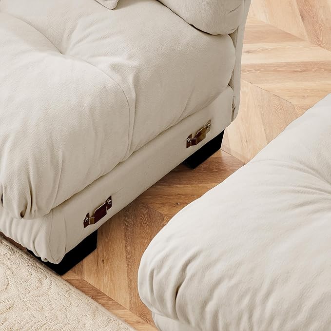 Modular Sectional Sofa 2 Seater Cloud Couch for Small Spaces Modern Deep Seat Loveseat Sofa with Bolster Armrests and Pillows Comfy Chenille Oversized Couch for Living Room Bedroom Light Coffee