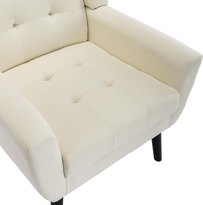 Modern Velvet Accent Chair/Living Room Chair/Arm Chair/Lounge Chair with Solid Wood LegsSuitable for Clubs Living Rooms Offices Balconies (Beige)