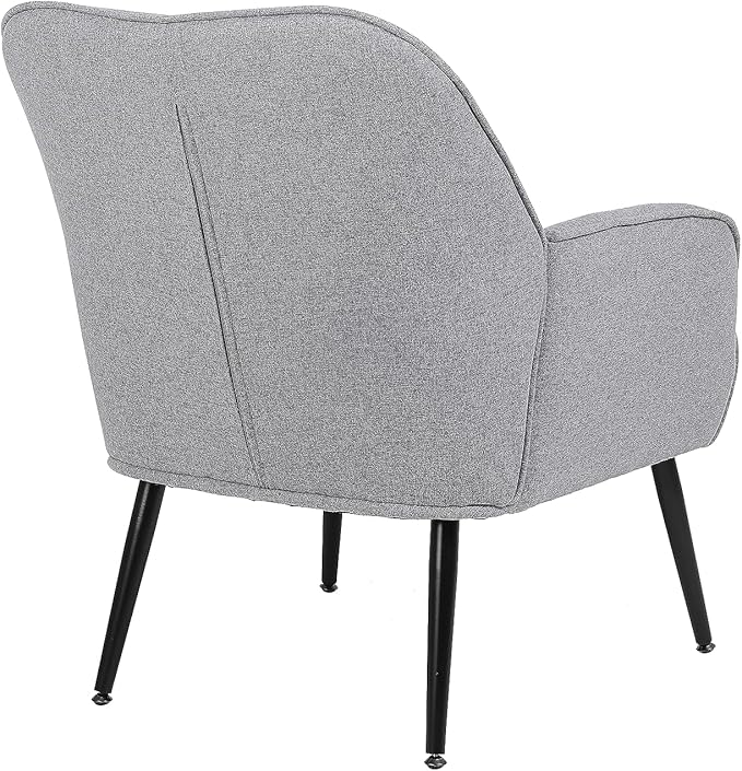 Modern Mid Century Chair Linen Sherpa Armchair for Living Room Bedroom Office Easy Assemble(Light Grey)