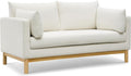 Meridian Furniture 157Cream-L Langham Collection Mid-Century Modern Linen Textured Fabric Upholstered Loveseat Cream Linen Textured Fabric Natural Finish Wood Base 66 W x 33.5 D x 33 H Cream