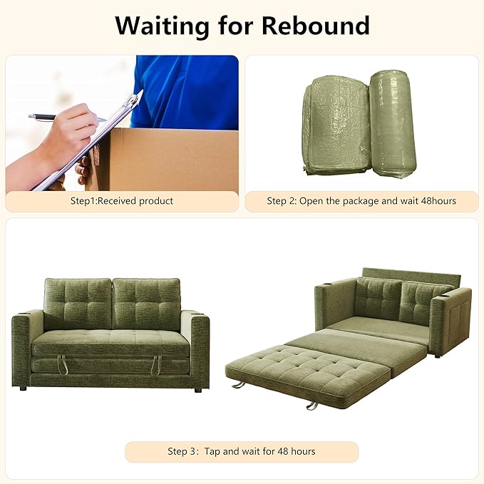 WorthFurni Convertible Sofa Bed Folding Sofa Bed 2 in1 Pull Out Loveseat Sleeper Sofa Floor Sofa Bed for Small Spaces Folding Couch Bed with Pillows for Living Room Bedroom - Green