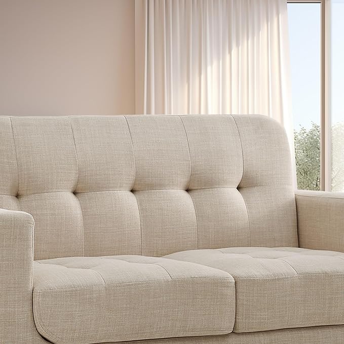 Rosevera Elena Contemporary Accent Armchair with Linen Upholstery Living Room Furniture Beige
