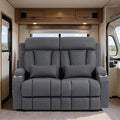 Wall Hugger Power Reclining Loveseat with Manual Adjustable Headrests Electric Recliner Sofa with USB/Type-C Ports Cup Holders – Perfect for RV and Small Spaces (Grey)