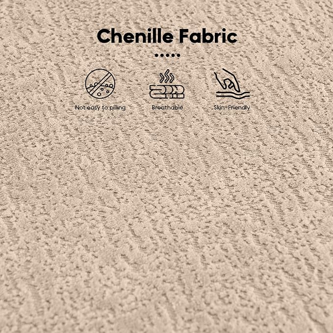Loveseat Sectional Boneless Sofa for Living Room 67 Chenille Fabric Sofa Deep Seat Curved Cloud Floor Couch with 2 Throw Pillows for Small Spaces Beige
