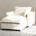 Modern Couch Modular Sectional Sofa Single Sofa Accent Chair with Ottoman for Living Room Bedroom Study Reading Corner Linen Fabric-White