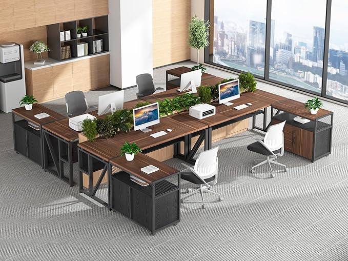 Tribesigns Office Desk with Drawers Sets 63 inches L Shaped Computer Desk with Mobile File CabinetBig Executive Desk for Home Office Furniture Sets (Dark Brown 63-inch)