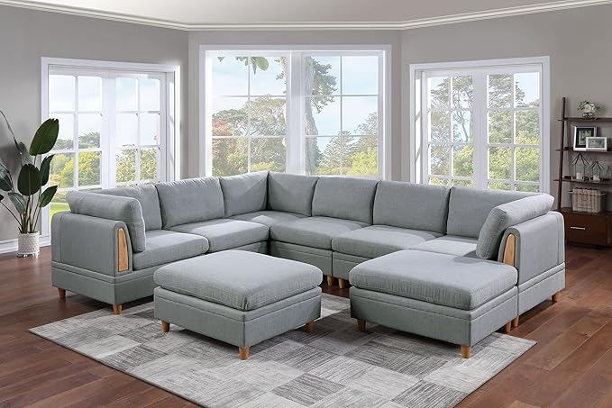 NewCosmos Living Room Furniture Armless Chair Light Grey Dorris Fabric 1pc Cushion Armless Chair Wooden Legs