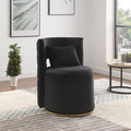 Swivel Chair with Storage for Living Room Round Velvet Vanity Chair with Tufted Button Back Pillow Included (Black)