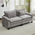 URRED Modular Sectional Sofa Comfy Cloud Couch Modern Chenille Sofa Sleeper Deep Seat Couches with Ottoman/Pillows for Living Room (Gray 82.6'')