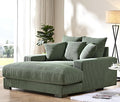 Luxe Upholstered Chaise Lounge Sofa in Soft Corduroy Fabric with Removable Cushions Oversized Chair for Relaxing in Living Room or Bedroom 55.1 Wide Green