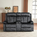 Power Reclining Loveseat with Console Loveseat Recliner Sofa with Massage &amp Heat Perfect Electric Couch for Living Room (Gray)