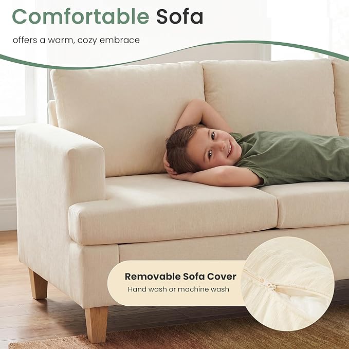 YOUDENOVA Sofa 3 Piece Set Comfy Sofa Loveseat &amp 2 3-Seater Couch with Deep Seats for Living Room Modern Sleeper Couch Beige Chenille