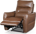 Furniture of America Areme Leather Match 38.5-inch Power Recliner Chair with Welt Trim Arms &amp Single Power 2.0 High Density Foam and Pocketed Coil Spring for Living Room Office Caramel Brown