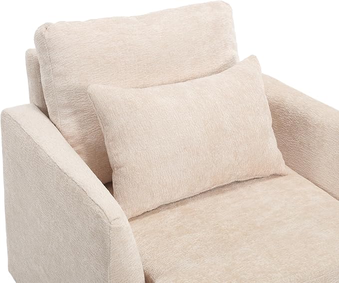 Modern Accent Chair 29'' W Comfy Chenille Tufted Lounge Armchair for Living Room Upholstered Mid Century Reading Nook Chairs Single Sofa Chair Solid Wood Frame (Beige)