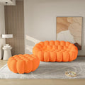 WJShome 79.5 Comfy Small Loveseat Sofa and 42.5 Foot Rest Ottomans Chair for Small Spaces Modern Sponge Floor Lazy Sofas Couch for Bedroom Living Room No Assembly Deep Seat Couches Orange