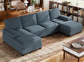 Walsunny Sectional Couches for Living Room Convertible U-Shaped Sofa Couch with Double Chaise 4 Seat Sofa Set Modular Sectional Sofa for Living Room Apartment Bedroom Dark Grey
