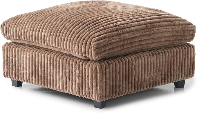 JACH 39.37 Modern Comfy Ottoman for Living Room Oversized Ottoman Footstool Cushion Covers Removable Minimalist Ottomans for Party Bedroom Apartment (Brown)