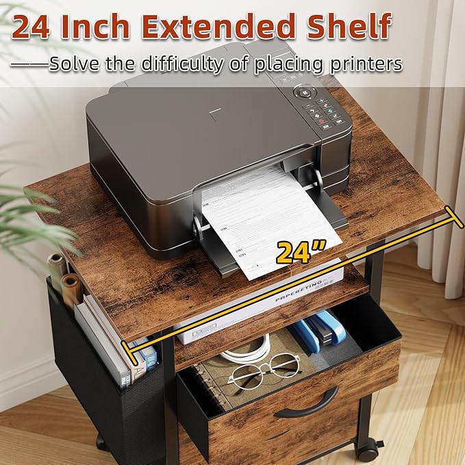 GYIIYUO 2 Drawer File Cabinet with 24'' Extended Desktop 2 Wood Drawer File Cabinet with 22'' Extended Desktop and Lock