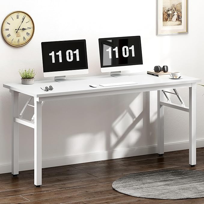 Need 55 inches Computer Desk Office Desk Folding Table with BIFMA Certification Computer Table WorkstationWhite AC5DW-140