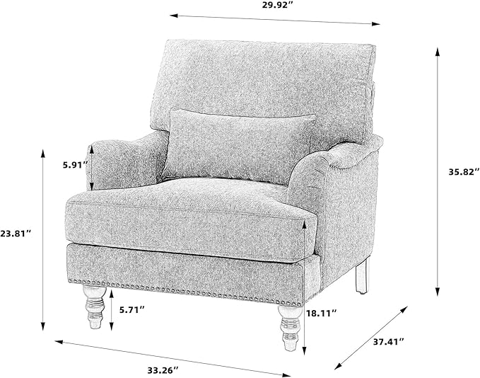 Accent Chairs Set of 2 Upholstered Armchair with Lumbar Pillow for Living Room Club Chair Chenille Arm Chair Mid Century Modern Reading Chair for Small Spaces-Beige