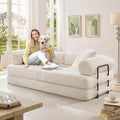 Folding Sofa Bed Convertible Corduroy Comfy Loveseat Sleeper Bed Modular Foam Compression Sofa Couch Floor Lazy Chaise Lounge for Guest Room Living Room Studio (Beige)