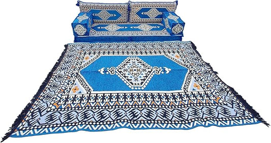 arabicsofa U Shaped Arabic Sofa Set – Royal Blue Modular Floor Seating for Guest Room