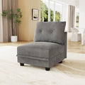 LLappuil Plush Corduroy Separate Module to Extend Sectional Sofa | Armless chair Storage Seat 1 Throw Pillow Free Combination Grey