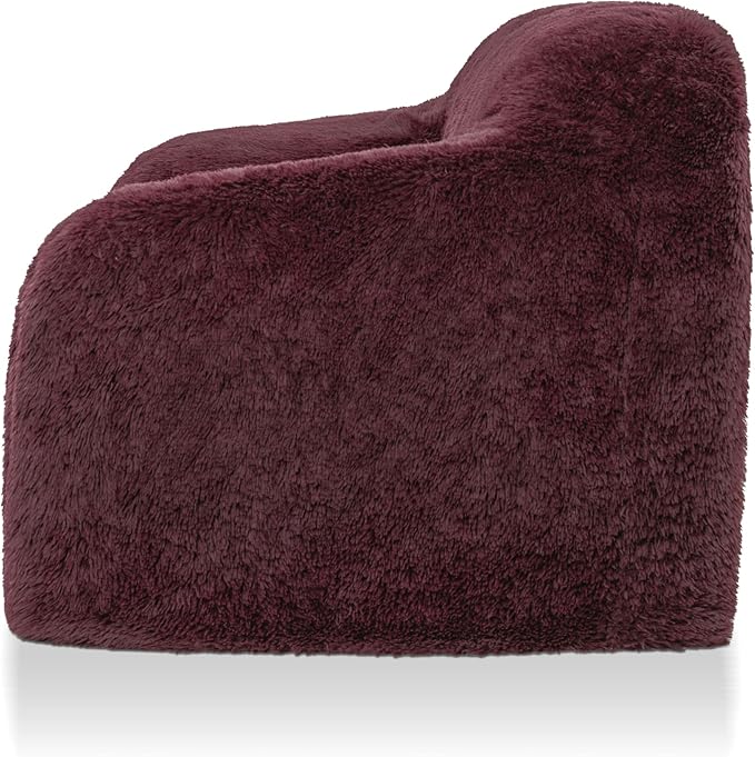 24/7 Shop at Home Garel Modern Upholstered Foam Sofa Chair with Curved Back and Arm Compressed Couch in a Box No Assembly Required for Home Theater and Living Room Red Wine