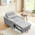 3-in-1 Convertible Corduroy Sleeper Chair – Plush Pull-Out Sofa Bed with Adjustable Backrest Compact Recliner Lounge Chair with 360° Rotating Side Table Perfect for Small Spaces Gray