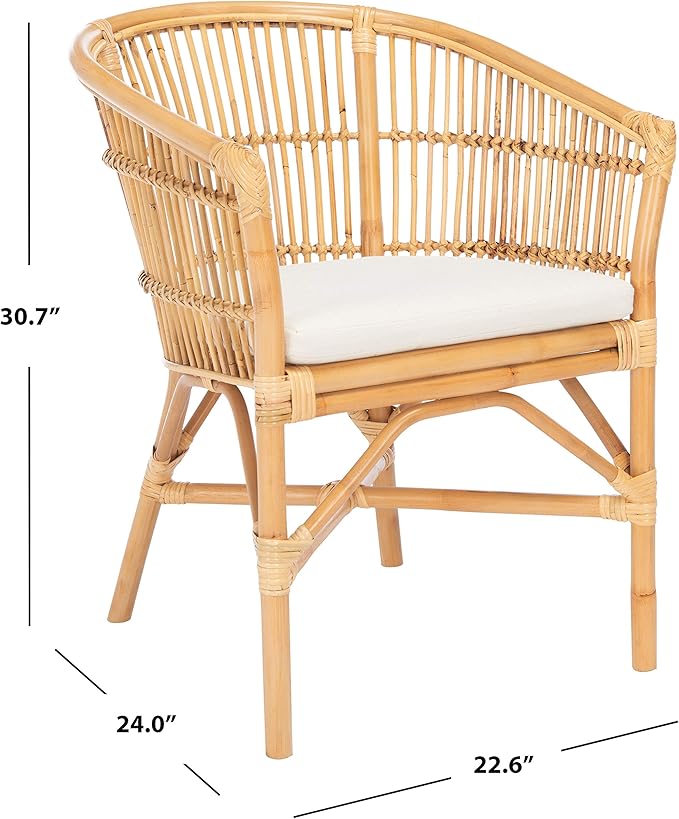 Safavieh Home Collection Olivia Rattan Cushion Accent Chair Natural/White