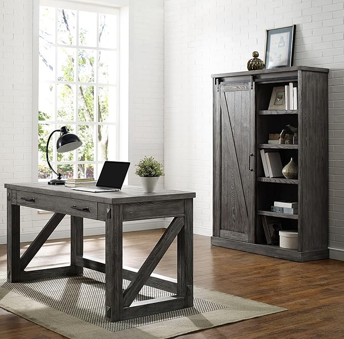 Martin Furniture Avondale Writing Desk Writing Table Wood Office Desk Finished All Sides Gray
