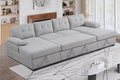BEEY Sectional Sleeper Sofa 120 Oversized Couch Bed 4 Seat Sofa Bed U Shaped Sectional Couch with Pull Out Bed and Double Storage Chaise for Living Room Bedroom Light Grey